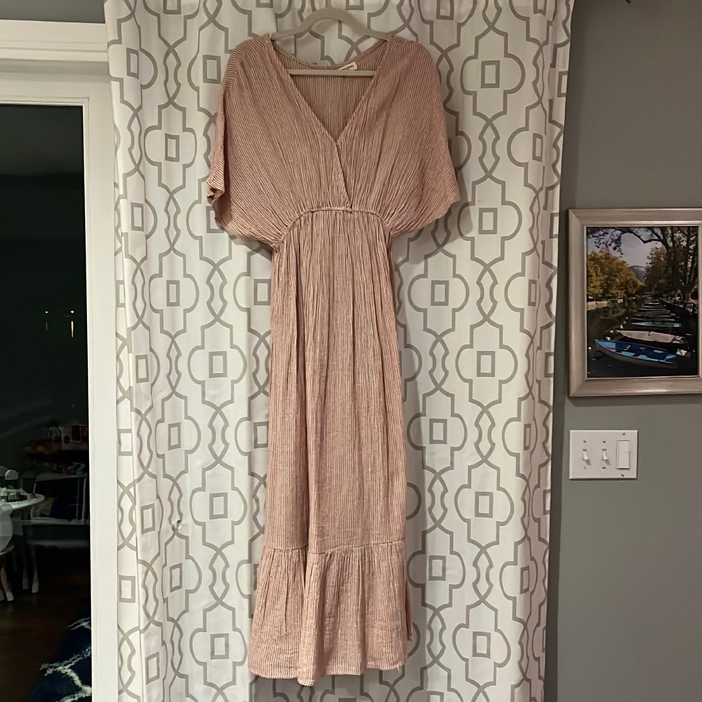 World Market dress! Never worn! Off white with red/pink striping